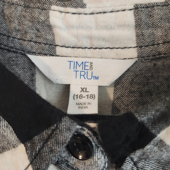 TIME AND TRU TM Women's Long Button Down Flannel Shirt Size XL (16-18) - Picture 2 of 7